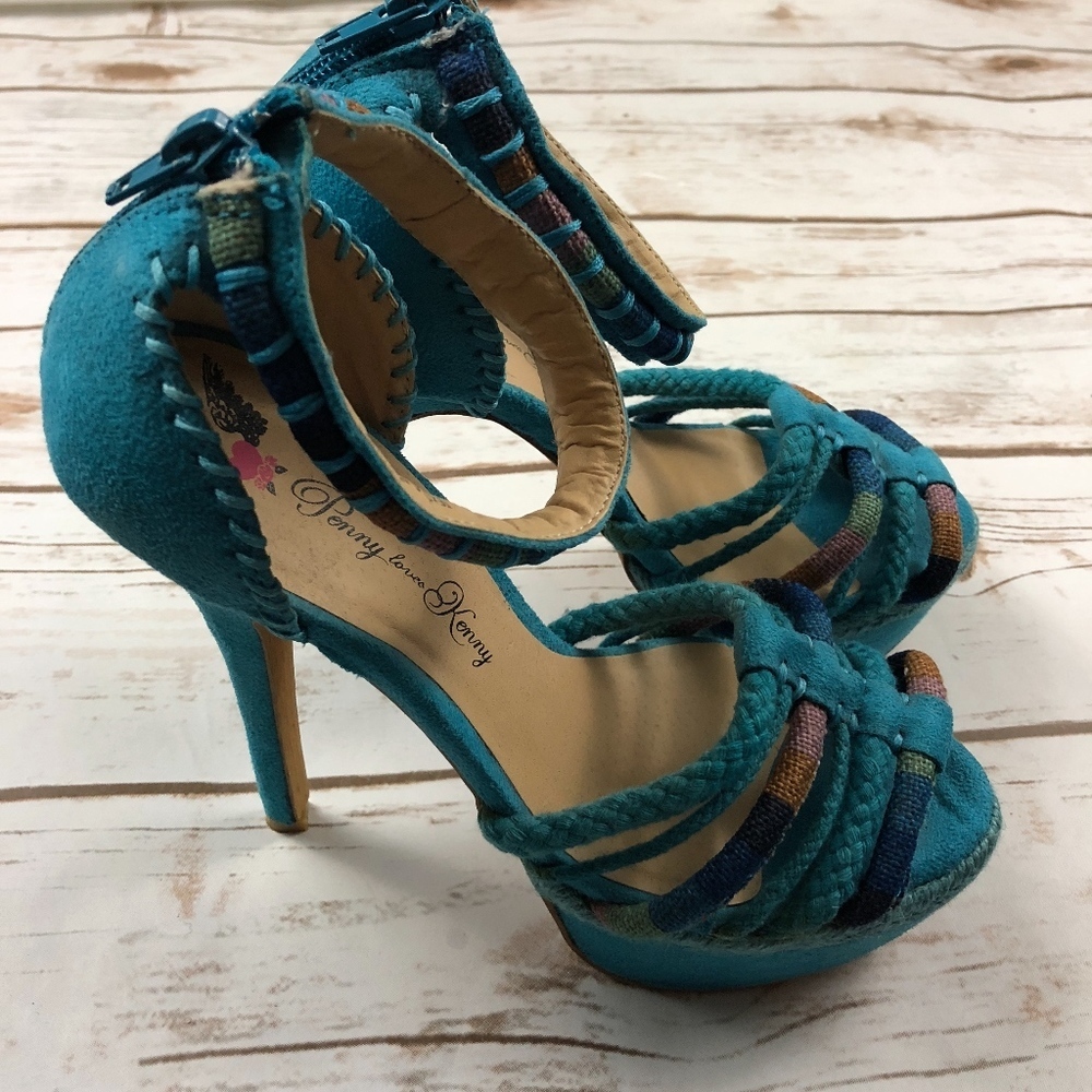 Penny Loves Kenny Teal Drysi Heels 6M
